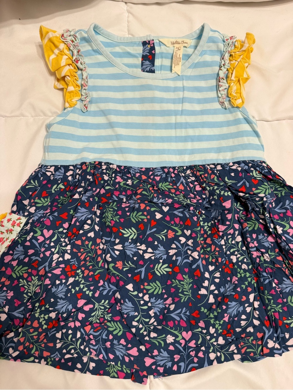 Matilda Jane Girls' Blue & Navy Floral Stripe Dress
